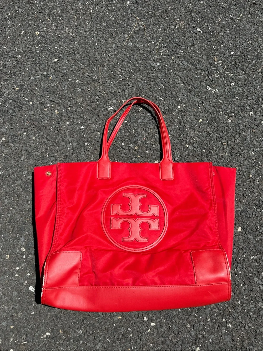 Tory Burch Ella Red Nylon Logo Tote